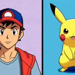 **

A comparison of Pokemon animation styles over time. On the left, a frame from "Pokemon: The First Movie" (Mewtwo Strikes Back), showing Ash and Pikachu with a simpler, slightly angular design. On the right, a frame from a more recent Pokemon movie, showcasing more detailed character models, expressive faces, and vibrant, dynamic backgrounds. The overall feeling is "then vs. now" to illustrate the evolution of the visual style.

**