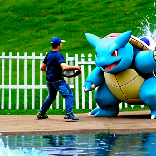 Home 7 **
A strategic Pokemon battle scene. In the foreground, a powerful Blastoise launches a Hydro Pump attack in a dynamic, water-filled arena. In the background, a grassy field with a trainer strategizing. The overall atmosphere is intense and focused. Action-packed, professional Pokemon trainer, fully clothed, appropriate content, safe for work, perfect anatomy, natural proportions, high quality.
**